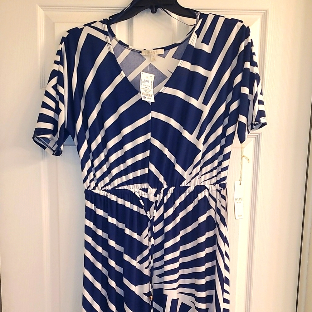 NWT blue and striped White dress